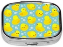 Kleine Pille Box Gelbe Gummi Enten, niedliche Pille Fall für Geldbeutel, Metall Reise Pillenhalter Portable Pillen Container Halter Speicher für Nahrungsergänzung, Vitamin, Fischöl, Medizin