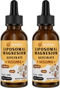 Magnesium Glycinate Liquid Drops - Liposomal Chelate mit Kirschen Geschmack für einfache Absorption, fördert Schlaf, Stimmung, Darm & Knochen Gesundheit, reduziert Stress - 60ML (2.04 Fl Oz (Pack von 2))