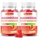 2 Pack Magnesiumoxid-Gummi 400mg, Kaubare Magnesiumoxid-Ergänzung für Erwachsene & Kinder, Nerve & Muskel-Unterstützung, Non-GMO, Sugar-Free, Erdbeer-Flamour, 120 Count