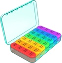 Daviky Pill Organizer 4 Mal pro Tag, Wöchentliche Pille Box Reise Pille Fall, Tägliche Medizin Organizer 7 Tag, große Pillen-Containerhalter Vitamine, Pillen, Nahrungsergänzungen (Cyan)