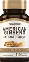 Piping Rock American Ginseng Kapseln | 1200 mg | 110 Pillen | Root Extract Supplement | Panax Quinquefolius | Non-GMO, Glutenfrei