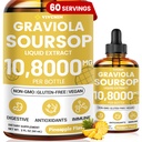 Graviola Soursop Extract Liquide - Soursop Bitters Liquide, support immune, relax, foie et sommeil, sans sucre et sans alcool, formule très absorbante, goût d'ananas, 2 Fl Oz