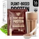 Organic Vegan Protein Powder Sample Pack - Pflanzenbasiertes Protein, Glutenfrei, Non GMO, 20g Protein Per Serving, Great for Smoothies & Shakes (Chocolate, Pack of 16)