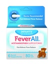 Feverall Infant Acetaminophen Suppositories 6 Rectal Suppositories 80mg Jeder Schmerz Reliever/Fever Reducer. Paraben Free, Keine künstlichen Farben oder andere Konservierungsstoffe. Alter 6-36 Monate