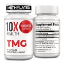 10X Health TMG Ergänzungen - Trimethylglycin Ergänzung für Leberunterstützung, Herz Wellness, Energie, Homocystein Ebenen - TMG Kapseln mit Betaine Anhydrous - Non-GMO & Gluten-Free - 60 Kapseln
