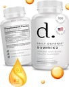Immunabwehr Ergänzungen Vitamin D3 K2 2000IU für Herzgesundheit, Tägliche Immununterstützung, Mental Clarity, & Muskelfunktion - 100 Kautabletten