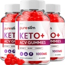 (3 Pack) Pure Slim Keto ACV Gummies - Advanced Formula PureSlim Keto Plus ACV Gummies Apple Cider Essig Pure Slim ACV Gummies Nahrungsergänzungsmittel Bewertungen Männer Frauen (180 Gummi)