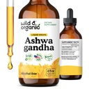 Wild & Organic Ashwagandha Drops - Mood-Supplement w/Ashwagandha Root-Extrakt - Flüssige Tropfen für den ruhigen Geist - Entspannungsergänzungsmittel - Zucker & Alkoholfrei - 4 fl oz
