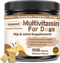 Dog Multivitamin mit Mineralien für Gesamtgesundheit - Hunde-Vitamine und Ergänzungen mit Glucosamin, Probiotika für Welpen & Senior Dogs mit Mineralien - Omega 3 Fischöl für Haut & Coat - 106 Chews