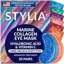 Stylia Collagen & Vitamin C Unter Augenaufnäher für Puffy Eyes & Dark Circles - Entsticken, Hydratieren & Firming unter Augenmaske mit Hyaluronsäure - Vegan, Cruelty-Free Skincare (30 Paare)