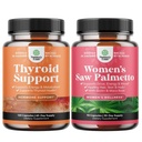 Bundle Herbal Adrenal und Schilddrüse Support Complex - Mood Enhancer Energy Supplement für Schilddrüse Gesundheit und zusätzliche Stärke Säge Palmetto für Frauen für stärkere Thicker gesünder suchen Haare