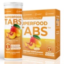 Superfood Tabs skinnytabs Anti-Bloat Cleanse Getränk mit 15 Superfoods | Unterstützt Verdauung, Energie & Cravings | Vegan, Non-GMO | 30 Effervescent Tabs – Peach Mango Flavor