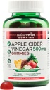 NatureWise Apple Cider Essiggummis - 1000mg ACV pro 2 + Vitamin B12 - Pectin Based Vegan, Glutenfrei, Non-GMO - 60 Count[30-Day Supply für 1000mg oder 2-Month Supply für 500mg]