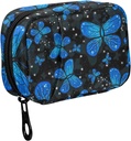 Fustylead Blue Butterfly avec la nuit Gradient Color Pill Organisateurs 2 fois par jour Pill Case Sac avec Zipper Portable Weekly Pill Dispensers pour supplément de vitamine