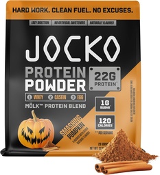 Jocko Mölk Whey Protein Powder - Keto, Probiotics, Grass Fed, Verdauungsenzyme, Aminosäuren, Sugar Free Monk Fruit Blend - Unterstützt Muskelrückgewinnung und Wachstum (Pumpkin New)
