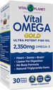 Vital Planet - Vital Omega Ultra Potent Wild Caught Omega 3 Fish Oil Supplement mit 2350 mg High Potency Omega 3 Fatty Acid Supplements EPA und DHA zur Unterstützung von Gehirn und Herzgesundheit 30 Softgels