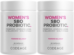 Codeage Women’s Probiotics Supplement - 50 Billion CFUs - SBO Probiotics & Prebiotics - Cranberries - Feminine Health - Fermented Botanical Blend, Ganze Nahrungsergänzung - Vegan, Non-GMO - 2 Pack