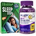 Äquate Sleep-Aid Diphenhydramine HCI 25 mg 365 Caplets und Vital Volumes Schlafschritte Tipps Karte