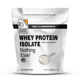 C'est juste! - Whey Protein Isolate, Ultra Premium Grass-Fed, Non aromatisé, Fabriqué aux États-Unis, Pure 90% Protéine, seulement 1g de glucides, Pas de sucre ajouté (3 livres)