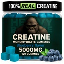 Creatine Monohydrate Gummi für Männer & Frauen 5000mg - Blueberry, 120 Count for 30 Servings | Low Calorie Formula | Muskelaufbau und Energie Boost | Pre-Workout Supplement Chewable Creatine Gummies