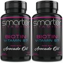 (2 Pack) Biotine plus intelligente 5000mcg dans l'huile d'avocat, vitamine B7, non-OGM, 90 mini softgels liquides, pas de soja