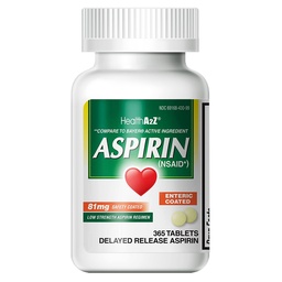HealthA2Z® Aspirin 81 mg | Low Strength | Enteric Coated | Pain Relief | Reduces Minor Aches Muscle Pain & Cramps | Fever Reducer | Reduces Headache (365 Zähler)