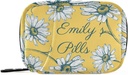 Scatola di pedana personalizzata 7 giorni sacchetto della pillola Daisy Fiori nome personalizzato Borsa dell'organizzatore della pedana di viaggio con la cerniera portatile settimanale formato compatto per il supporto del supplemento della vitamina