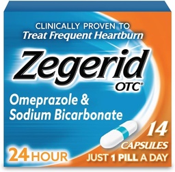 Zegerid OTC 24-Stunden-Herzbrand-Relief, Der einzige Protonen-Pumpeninhibitor mit Omeprazol 20mg + Natriumbicarbonat, Treats Frequent Heartburn, 14ct Capsules