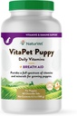 NaturVet VitaPet Puppy Daily Vitamins Plus Atemhilfe für Welpen, 60 ct Time Release, Kautabletten, Made in USA mit Global Source Zutaten