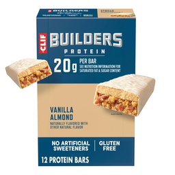 CLIF BUILDERS Protein Bars - Vanille Mandel Flavor - 20g Pflanzenbasiertes Protein - Glutenfrei - Non-GMO - Low Glycemic - No Artificial Sweeteners - 2.4 oz (12 Pack)