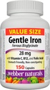 Webber Naturals Gentle Iron Supplement mit Vitamin C, B12 und Folsäure, 28 mg, 150 Kapseln, Stomach-Friendly, Non-Constipating, hilft Eisenmangel Anämie zu verhindern