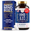 HMB und Vitamin D3 Supplement - B-Hydroxy B-Methylbutyrat 1.000 MG HMB Ergänzungen für Männer und Frauen Plus Calcium, Vitamin D 3 - Muskelwachstum, Stärke, Leistung, Erholung - 90 Tage, 180 Caps.