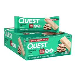 Quest Nutrition Barre protéinée de menthe poivrée, 21g de protéines, 4g de glucides nets, 1g de sucre, sans gluten, 12 Nombre