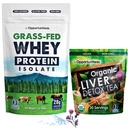 Opportuniteas Grass Fed Unflavored Whey Protein & Liver Detox Matcha Tea - unterstützen Sie Ihre Muskeln während der Reinigung Ihres Lebers - Bundle