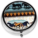 Pille Box, kleine Pille Fall für Geld und Tasche, niedliche Medizin Organizer Reise Pille, Portable Pille Container Halter, um Vitamine, Medikamente, Fischöl und Nahrungsergänzungen zu halten,Horse Streifen Muster