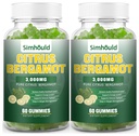 2 Pack Citrus Bergamotte Gummi -3000MG Citrus Bergamotte Extrakt Cholesterin-Ergänzung für Lmmune Unterstützung Gesunde Anti-Aging, Hight Cholesterol Vegan Gummy 120 Zähler Lime Flavor