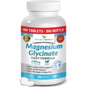 Magnesium Glycinate 400 mg - 200 Tabletten - Hohe Absorption, Non Buffered Bisglycinat Mag Supplement für Schlaf, Leg Cramps, Herz, Ease Muskeln, Calm Kopfschmerzen für Frauen und Männer, Non Powder Capsules