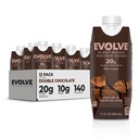 Evolve Plant Based Protein Shake, Double Chocolate, 20g Vegan Protein, Dairy Free, No Artificial Sweeteners, Non-GMO, 10g Fiber, 11 Fl Oz (Pack von 12) - (Formula May Vary)