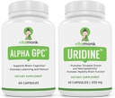 VitaMonk Alpha GPC und Uridin Stack - Mr Happy Stack - Uridin-Monophosphat ohne künstliche Füllstoffe - Bioverfügbare Choline-Ergänzungen fördern Kognition, Fokus, Mental Clarity