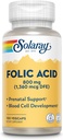 SOLARAY Folsäure Kapseln, 1360mcg | 100 Count | Pack von 2