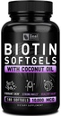Zeal Biotin 10000mcg mit Bio Kokosöl Softgels | Vitamin Biotin Ergänzung | Haar Haut und Nägel Vitamine für Frauen & Men | 6 mo Versorgung - 180 Gel Kapseln