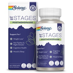 SOLARAY Postménopause sa vie Stages - Post ménopause Suppléments pour les femmes avec resvératrol - végétalien et fait sans hormones - garantie de 60 jours - végétalien, laboratoire vérifié - 30 portions, 60 VegCaps