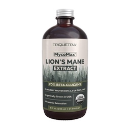 MycoMax Lions Mane Extract - 70% Beta Glucans, Max Potency Organic Lions Mane Supplement, US Grown + Ultrasonic Extraction - 500 mg pro Portion - Mental Clarity, Focus and Memory - 8 oz.