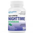 Puregen Labs Nighttime Cold and Flu Relief Medicine | 50 Softgel Liquid Capsules | Hilft, Sore Throat, Cough, Fever, Kopfschmerzen, Runny Nose, Congestion und Erfolge | Value Pack