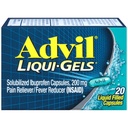 Advil Liqui-Gels Pain Reliever und Fever Reducer, Schmerzmedizin für Erwachsene mit Ibuprofen 200mg für Kopfschmerzen, Rückenschmerzen, Menstruationsschmerzen und Gelenkschmerzen Relief - 20 flüssige gefüllte Kapseln