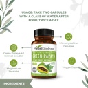 Green Papaya Capsules 4X Strength, Organic Papaya Leaf & Fruit Extract für Plättchen, Verdauungsgesundheit, Enzyme, Probiotika, Antioxidantien – 600mg, 60 Kapseln, Fall von 12 – Kräutergut