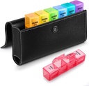 Sukuos Wöchentliche Pille Organizer 4 Mal am Tag mit PU-Leder-Gehäuse, Große 7 Tage Pille Box (Morning Noon Eve Bed), Tägliche Pille Fall für Vitamin/Fish Oil/Supplements