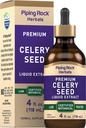 Piping Rock Extrait de graines de céleri gouttes liquides , 4 Fl Oz , Supplément de teinture d'herbe , Végétarien et sans alcool , non-OGM , sans gluten
