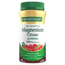 Nature's Bounty Magnesium Citrate Gummies für Erwachsene, unterstützt allgemeine Gesundheit, Knochen, Nerven, Muskel & Herz Gesundheit Unterstützung, 270mg pro Portion, Vegan, Non-GMO - Himbeer 90 Count