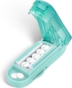DUBSTAR Pille Cutter Splitter für kleine und winzige Pillen, mehrere Pillenschneider für kleine oder große Pillen, einstellbare Pille Splitter mit Zentriervorrichtung und Klingenschutz für mehrere Tablets (Cyan)